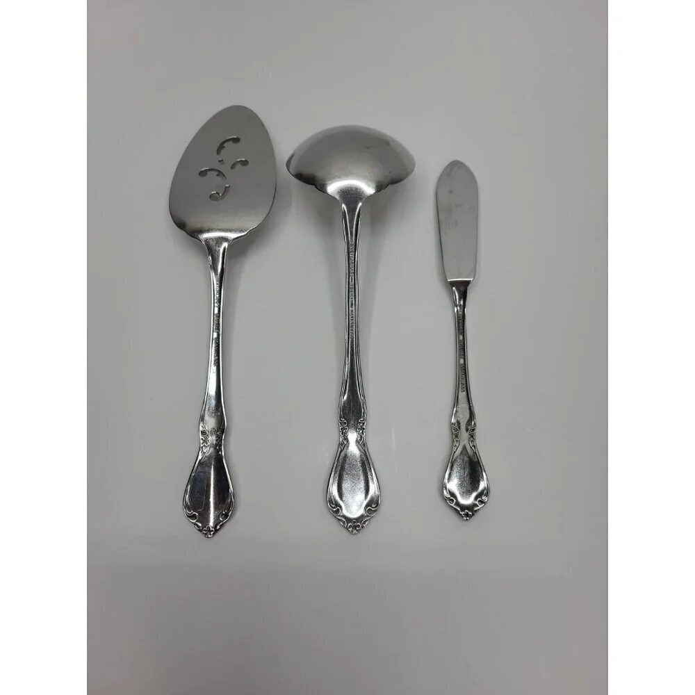 Oneidacraft Deluxe Stainless Flatware Pie Server, Ladle, Butter Knife